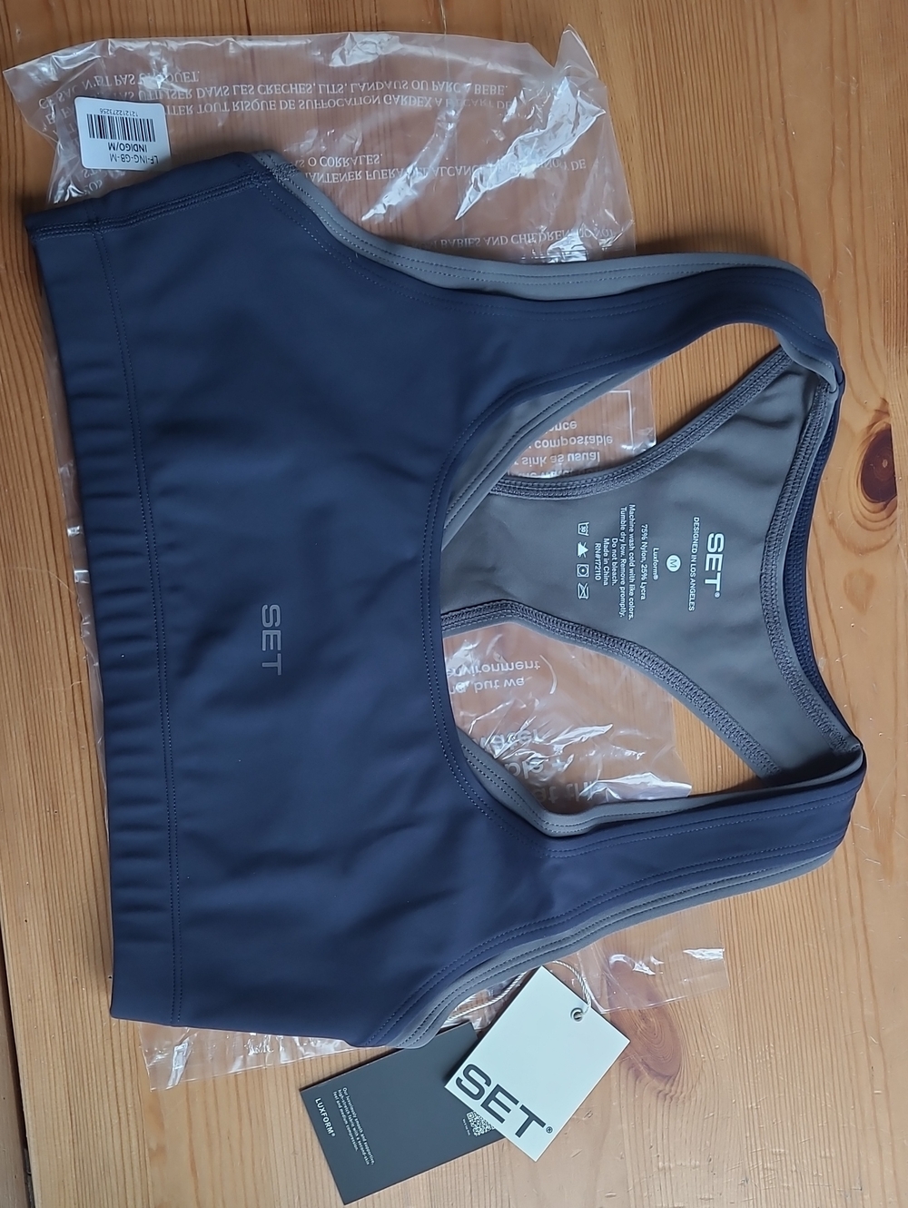 Womens SET Sports Bra Size Medium Navy & Gray